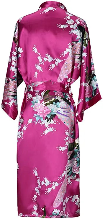 Silk Satin Floral Kimono Robe