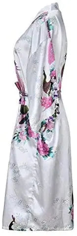Silk Satin Floral Kimono Robe