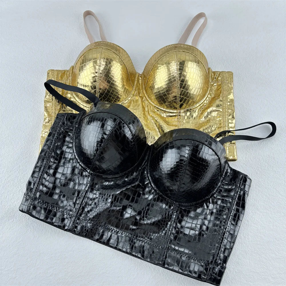 Crocodile Pu Leather Corset