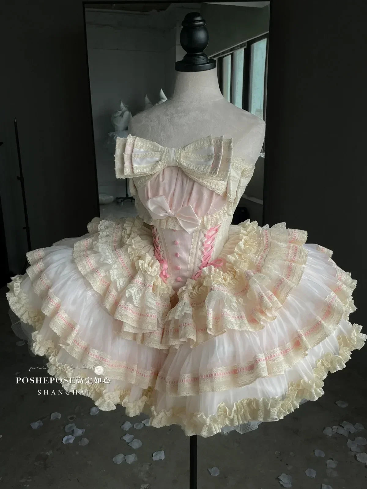 Lolita Satin Bowknot Pettiskirt Birthday Dress