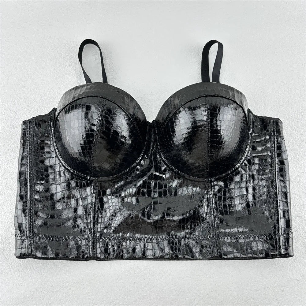 Crocodile Pu Leather Corset