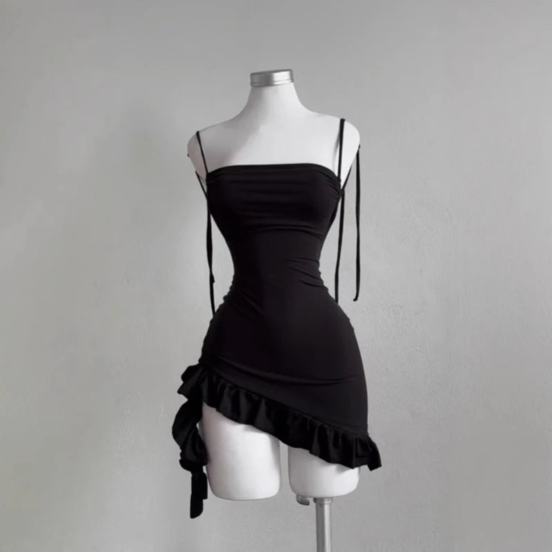 Sexy Backless Mini Black Dress