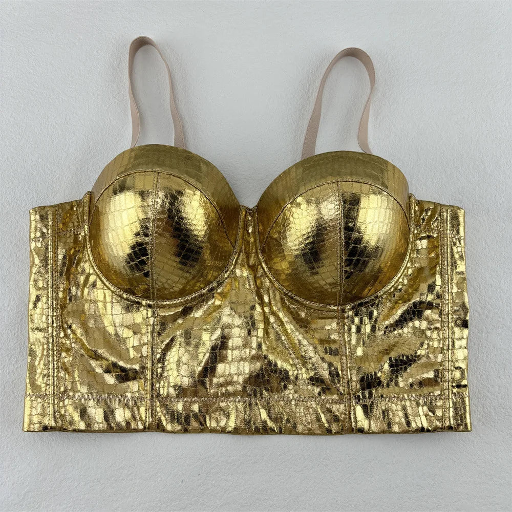 Crocodile Pu Leather Corset