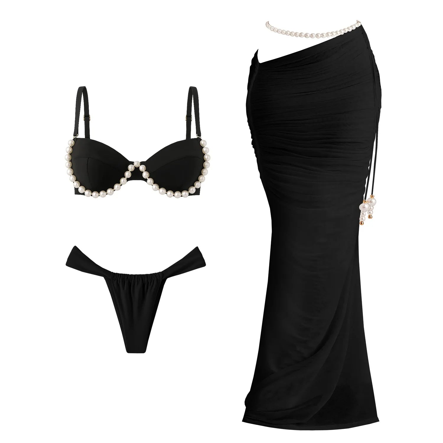 Beaded or Pearled 3pcs Bikini