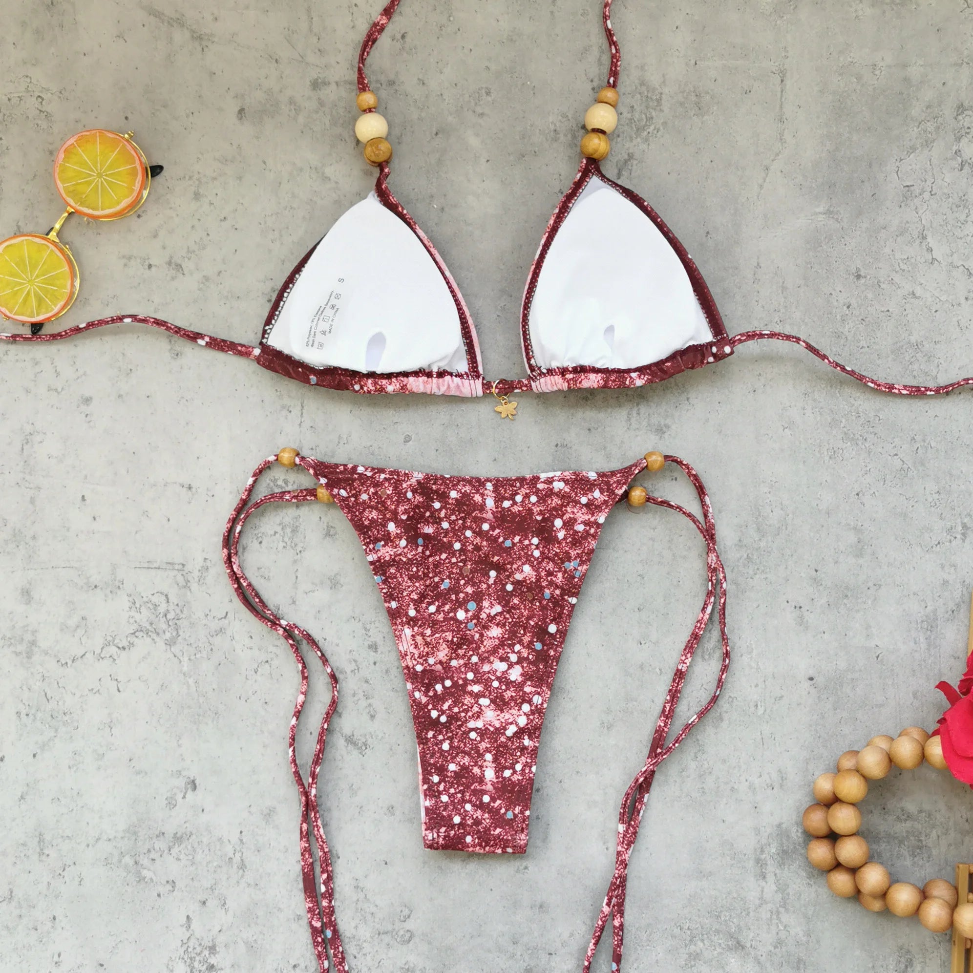 Two-Piece Pink Marble Bikini