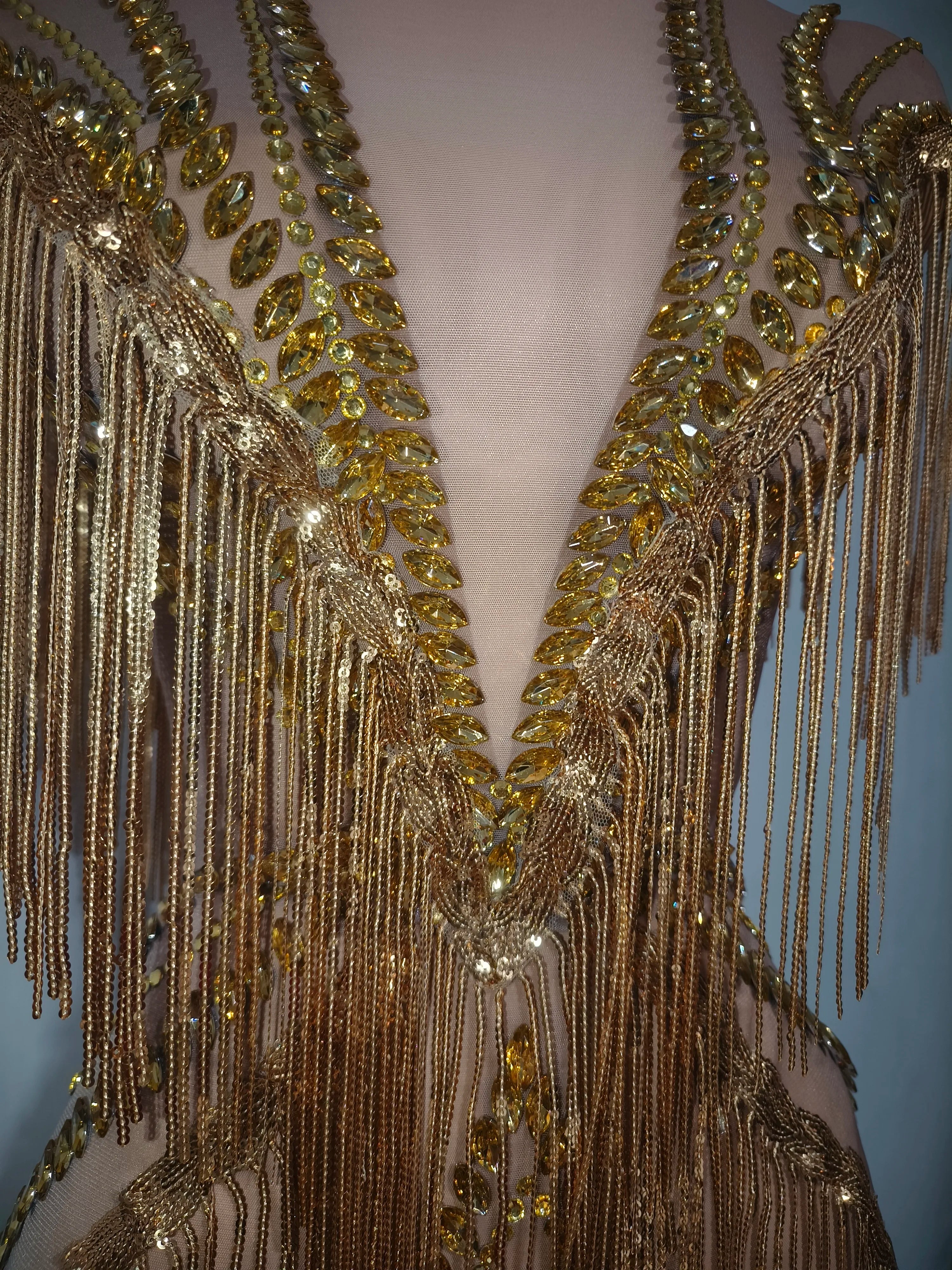 Sexy Sparkly Rhinestone Tassel Dress