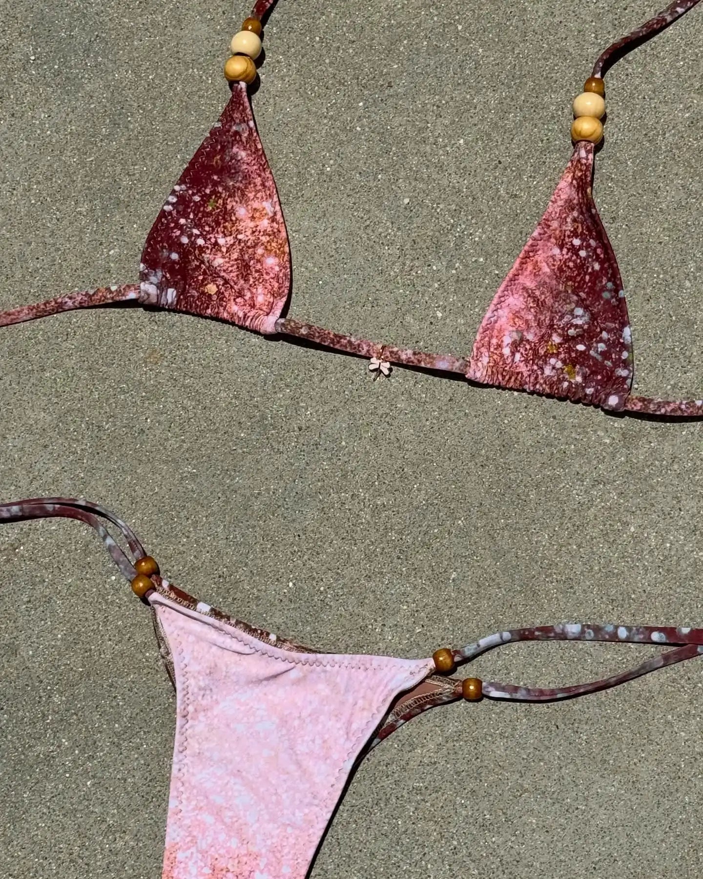 Two-Piece Pink Marble Bikini
