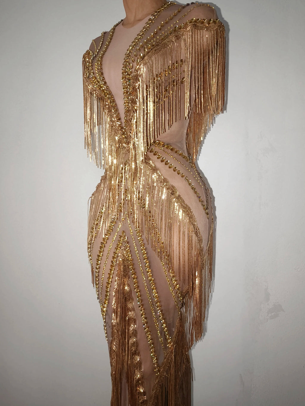 Sexy Sparkly Rhinestone Tassel Dress