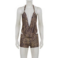 Leopard Print 2 Piece Halter Set