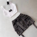 Y2K Denim Skirt Set- Streetwear