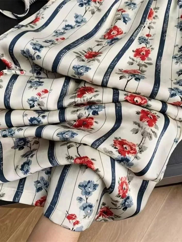 Floral Silk Wide Leg Pants