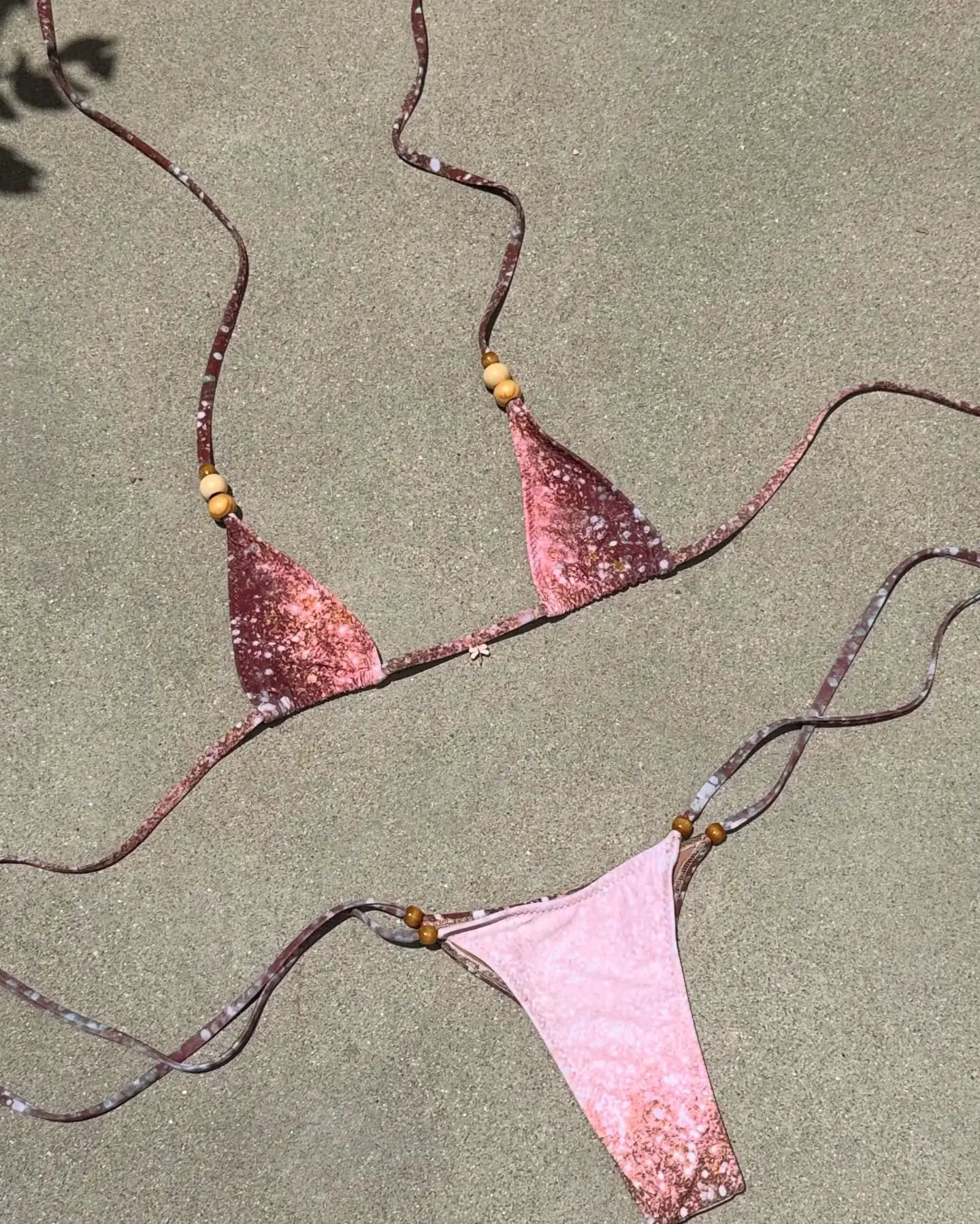 Two-Piece Pink Marble Bikini