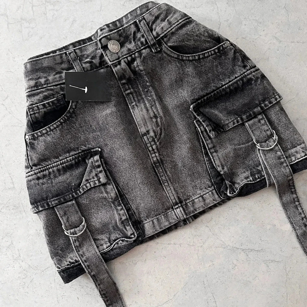 Y2K Denim Skirt Set- Streetwear
