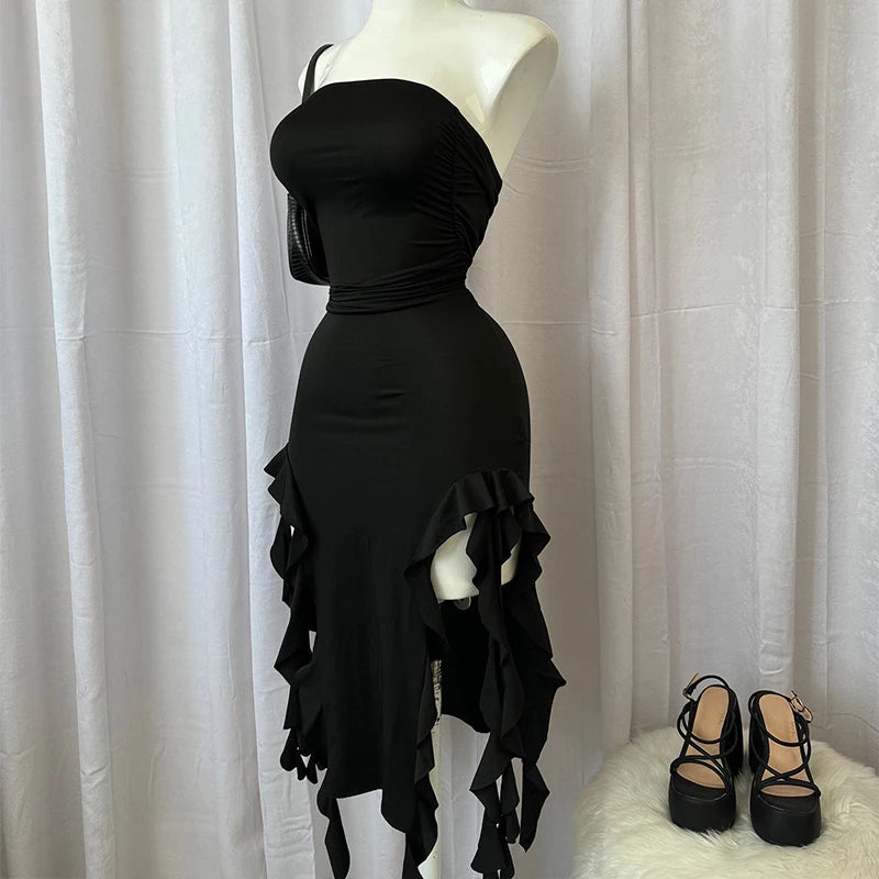 Strapless Sexy High Slit Mini Dress
