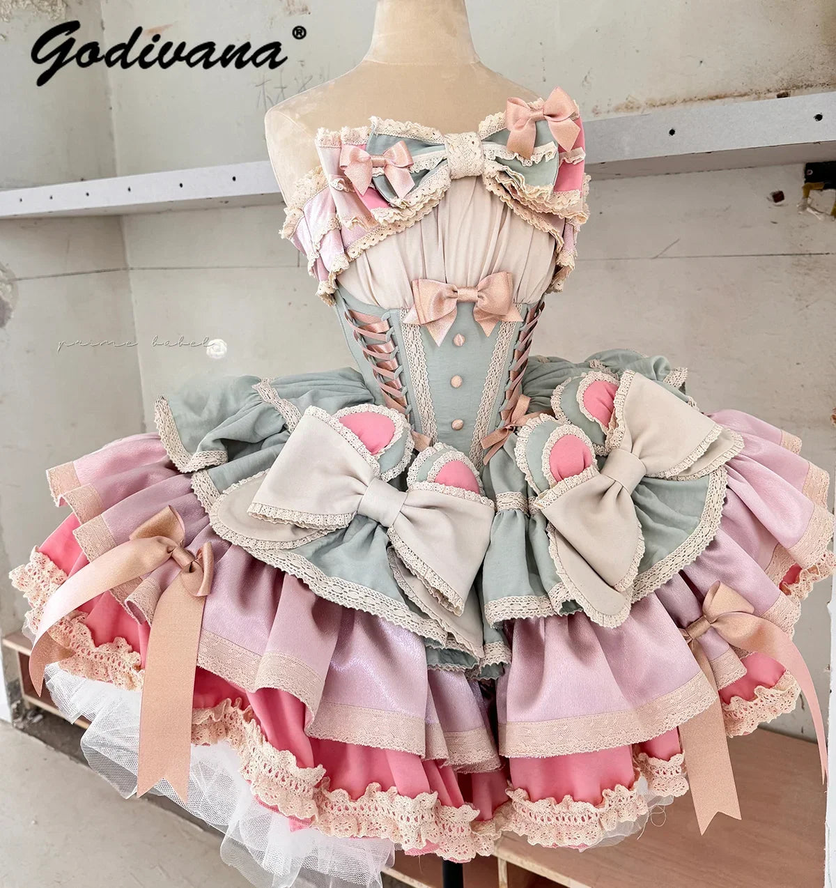 Lolita Satin Bowknot Pettiskirt Birthday Dress