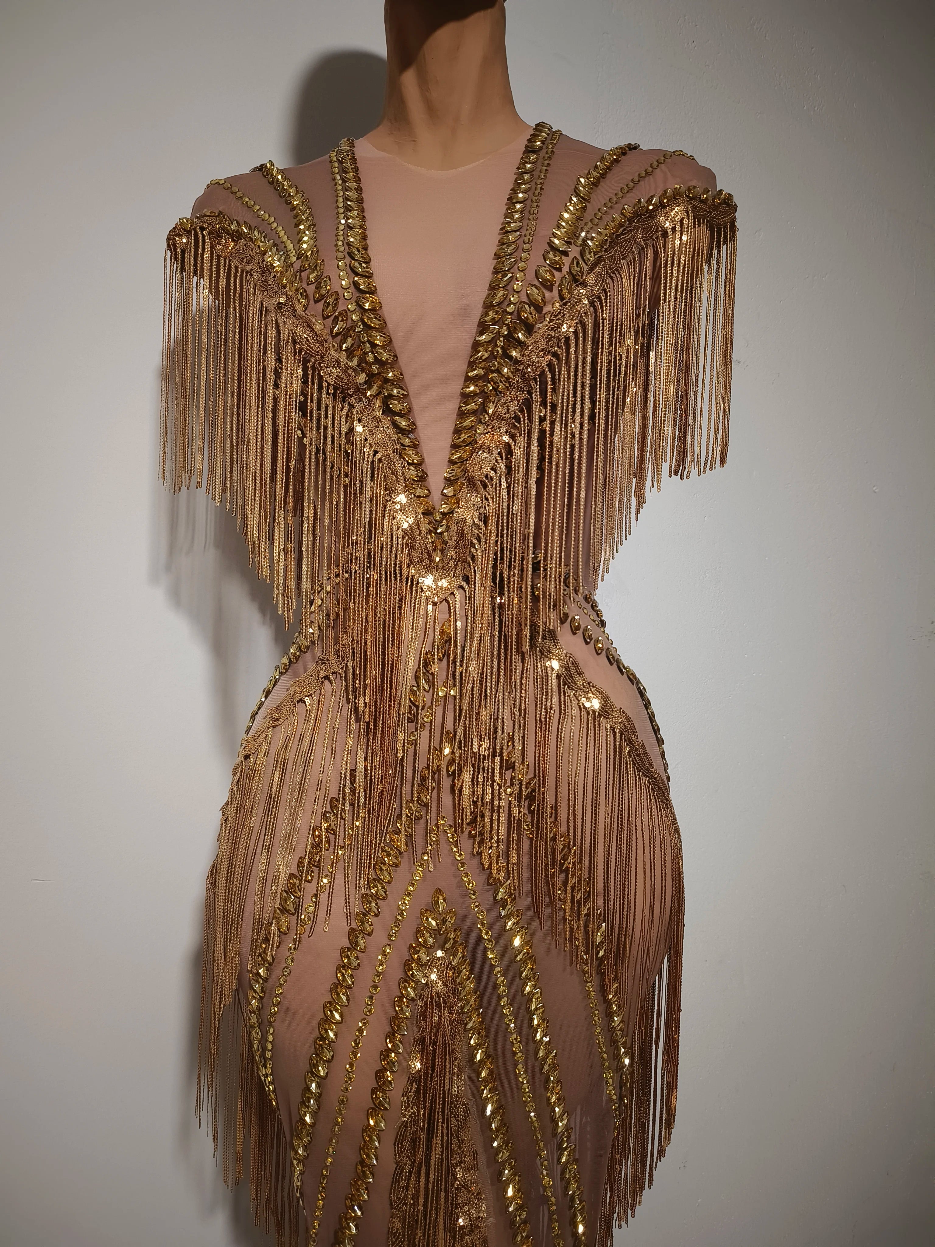 Sexy Sparkly Rhinestone Tassel Dress