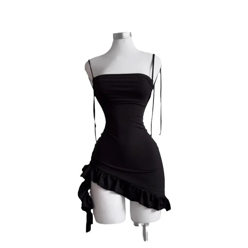 Sexy Backless Mini Black Dress