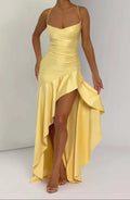 Elegant High Slit Satin Dress