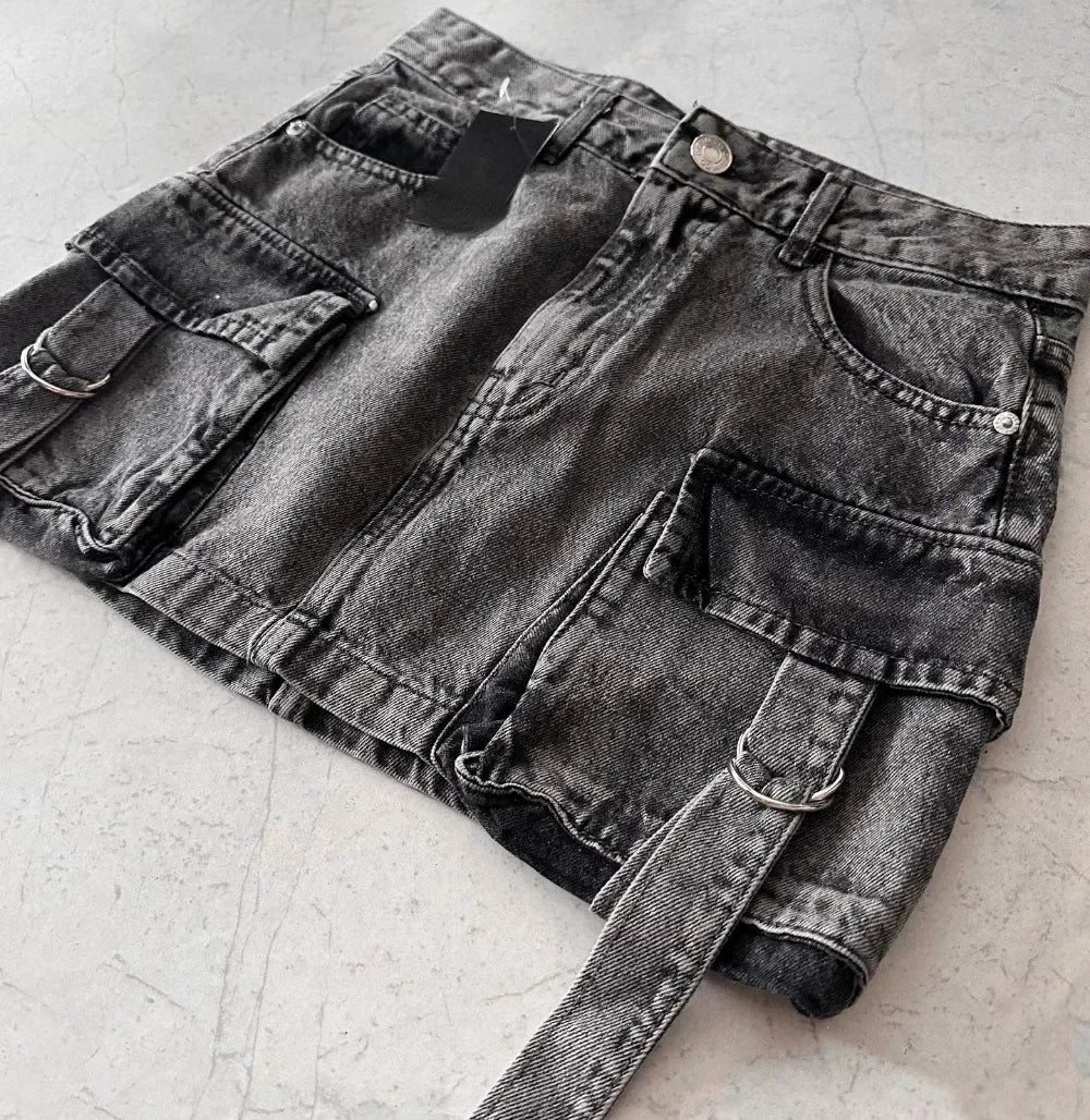 Y2K Denim Skirt Set- Streetwear