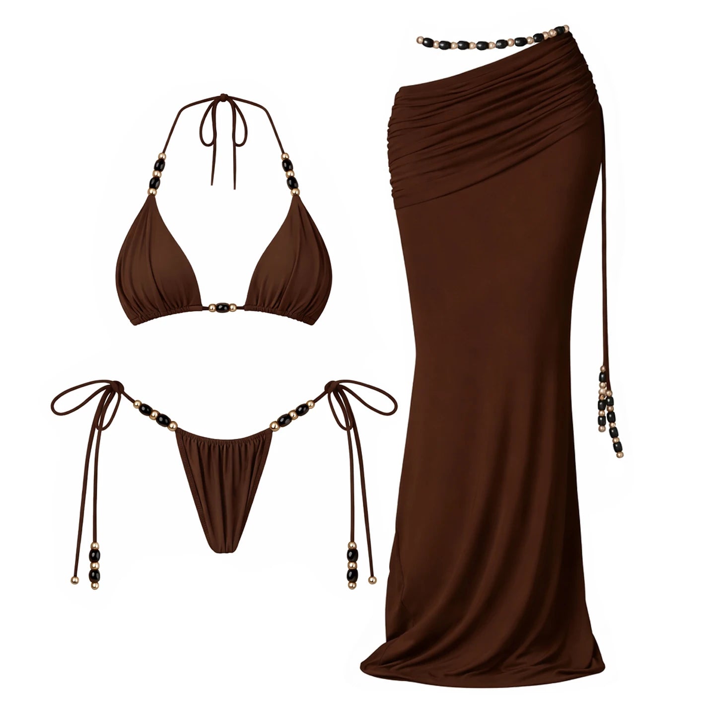 Beaded or Pearled 3pcs Bikini