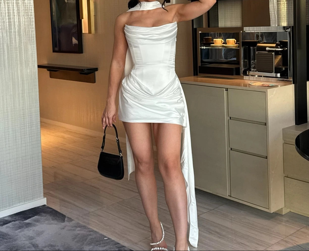 Elegant Strapless Satin Corset Dress