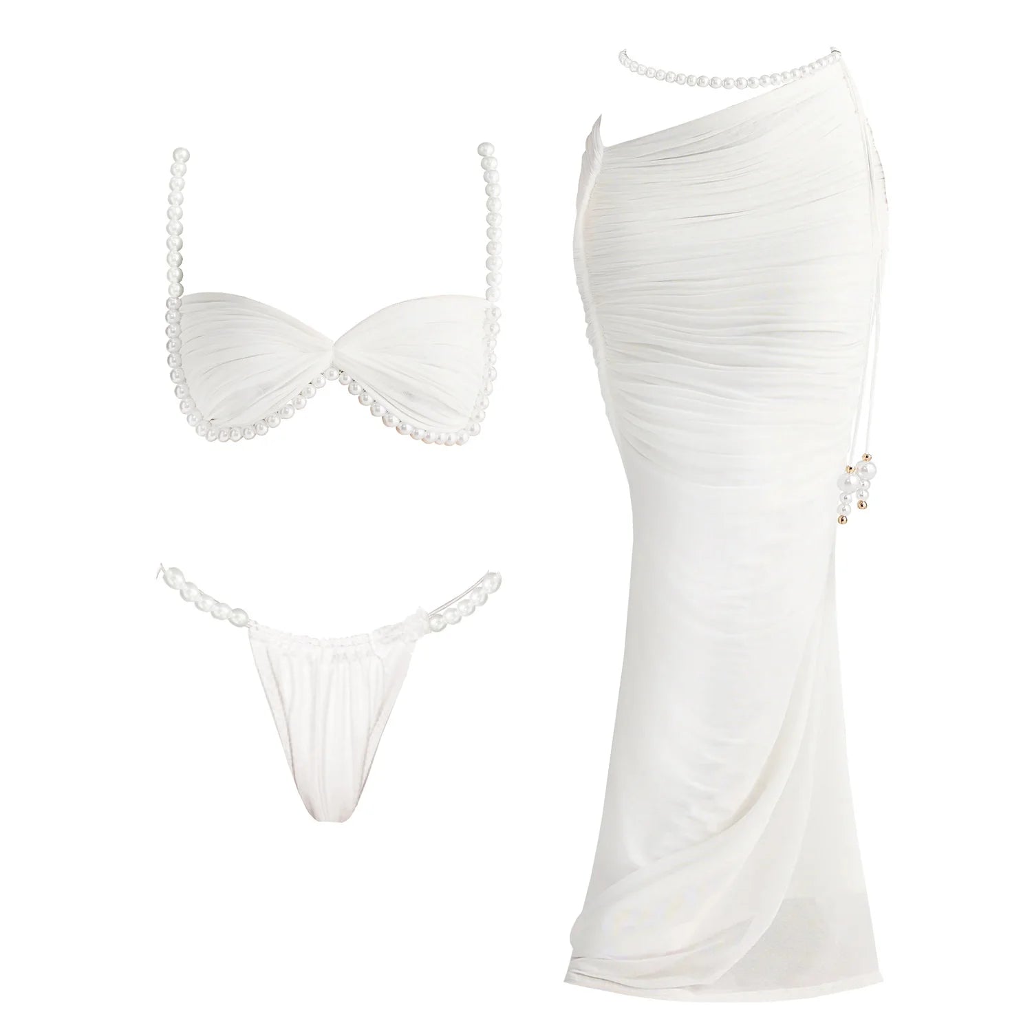 Beaded or Pearled 3pcs Bikini