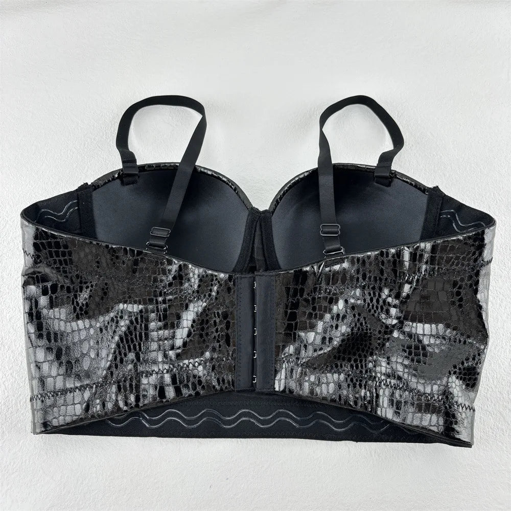 Crocodile Pu Leather Corset